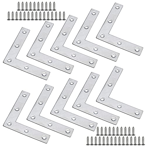 CYUaoao Flachwinkel L-Form 80x80 M3 Winkelverbinder 90 Grad Edelstahl Winkel 10 Stück Klammern Eckwinkel Winkelverbinder mit 50 Schrauben Langlebig für Möbel Schränke von CYUaoao