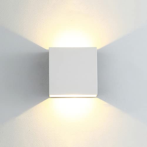 CYUaoao 1 Stück LED Wandleuchte 3000k 7W Up Down LED Wandlampe IP65 Wassedicht Einstellbarer Lichtstrahl Wandbeleuchtung Schwarz Metall für Wohnzimmer Badzimmer Gärten [Energieklasse G] von CYUaoao
