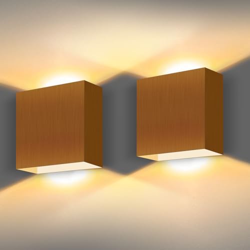 CYUaoao 2 Stück LED Wandleuchte Gold 7W Moderne LED Wandleuchte Innen Warm Weißes Licht 3000K Up Down Licht Treppenhuas Beleuchtung Wandlampen für Schlafzimmer Wohnzimmer Flur CYUaoao 2 Stück LED Wandleuchte Gold 7W Moderne LED Wandleuchte Innen Warm Weißes Licht 3000K Up Down Licht Treppenhuas Beleuchtung Wandlampen für Schlafzimmer Wohnzimmer Flur von CYUaoao