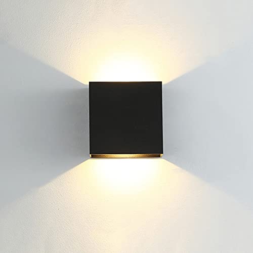 CYUaoao LED Wandleuchte 3000k 7W Up Down LED Wandlampe 1 Stück IP65 Aussen Aluminium Flurlampen Wandbeleuchtung Schwarz Metall für Wohnzimmer Badzimmer Gärten von CYUaoao