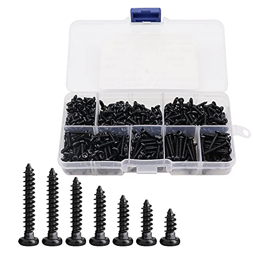 CYUaoao M3 Flachkopf Selbstschneidende Schrauben Kits 500 Stück Maschinenschrauben Befestigungselemente Selbstschneidende Mini Holzschraubensatz Kohlenstoffstahl für Reparatur von Kleinteilen von CYUaoao