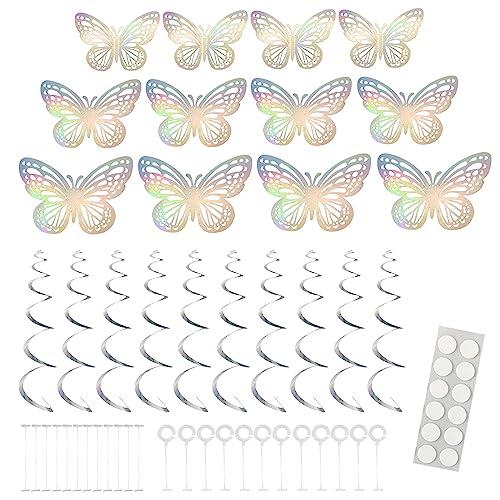 CYUaoao Weihnachten Dekorationen Schmetterling Party Dekoration Laser Schmetterling Geburtstag Deko Wiederverwendbar Hängende Spiralen Girlande mit 12 Schmetterlinge und 12 Hängende Wirbels CYUaoao Weihnachten Dekorationen Schmetterling Party Dekoration Laser Schmetterling Geburtstag Deko Wiederverwendbar Hängende Spiralen Girlande mit 12 Schmetterlinge und 12 Hängende Wirbels von CYUaoao