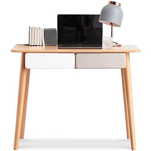 CYXUANG Homeoffice Computertisch, farblich abgestimmt, doppelter Schubladen-Studientisch, nordischer einfacher Kleiner Tisch, moderner Home-Office-Schreibtisch für Arbeit und Studium Rustikales von CYXUANG