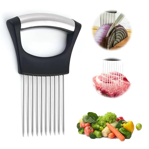Edelstahl Zwiebelschneider Halter-Food Slice Assistant,Gemüseschneider,Schneidehilfswerkzeug Schwarz 14.2cm*9.5cm,für Fleisch Zwiebeln Kartoffeln Edelstahl Zwiebelschneider Halter-Food Slice Assistant,Gemüseschneider,Schneidehilfswerkzeug Schwarz 14.2cm*9.5cm,für Fleisch Zwiebeln Kartoffeln von CYXZMYA