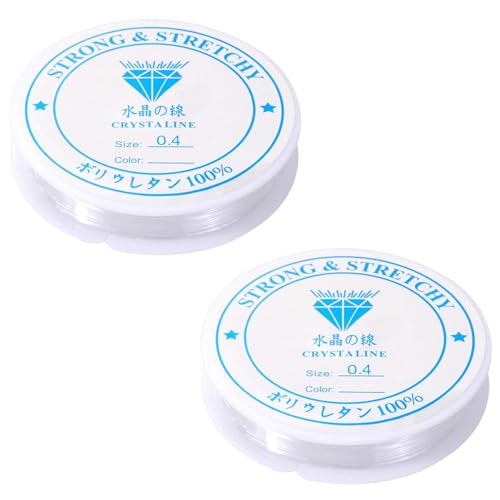 2 Spule Transparente Perlen Faden,Elastische Schmuckfaden,Elastisches Dand Armbänder,Reißfeste Schnur,0.6 mm und 0.8 mm Unsichtbare Nylonschnur,Dand für Armbänder für Perlenschmuck Armbänder Basteln von CYXZMYA