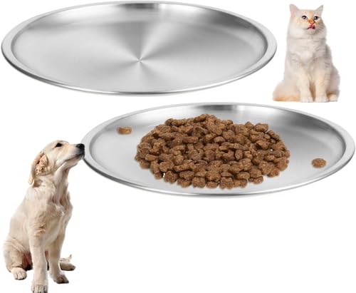 2 StüCk Katzennapf Flach Edelstahl,Katzennapf Flachm,Katzennapf Edelstahl,Futterschale Katze,Katzen Futternapf,Sturzsicher Leicht Zu Reinigen, FüR KäTzchen Kleine Hunde von CYXZMYA