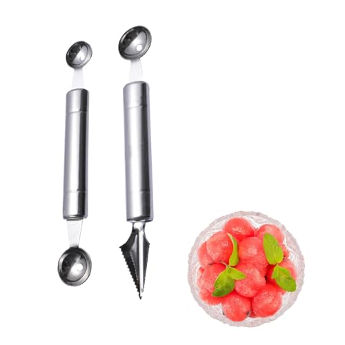 2 Stück Kugelausstecher Set,Melonenausstecher Kugeln,Obstschnitzmesser,Doppelzweck Melonenausstecher,Edelstahl Melonenlöffel,für Verschiedene Früchte,Küchengeräte,DIY Obstsalatschneider. von CYXZMYA