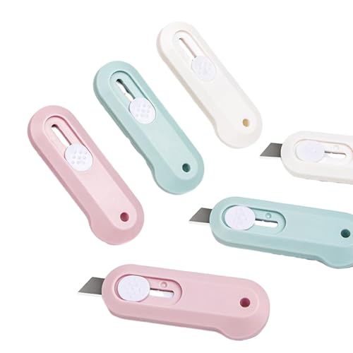 3 Stück Mini Box Cutter, Mini Cuttermesser,Klein Utility Messer,Gebrauchsmesser Tragbares,für Umschlag Paket Papierschnitt, Schachtel Oder Verpackung(Rosa/Grün/Weiß) von CYXZMYA