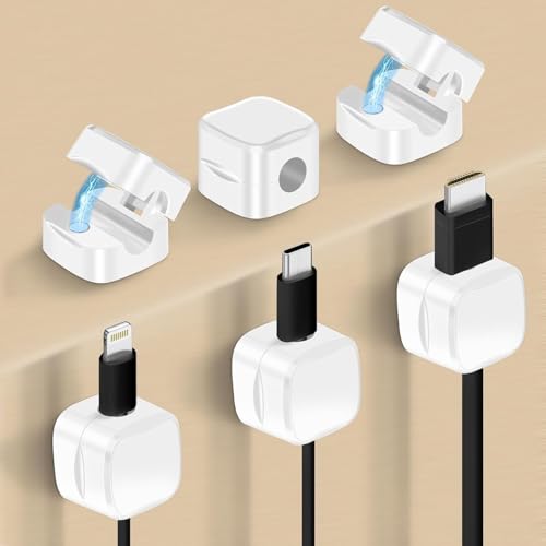 6 Stück Kabel Halter Ladekabel Halterung Kabelhalter Magnetisch Kabelclips Kabelhalter Schreibtisch Cable Clips für Schreibtisch Zuhause Büro Auto (Weiß) von CYXZMYA