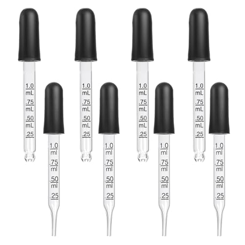 8stk 1ml Glaspipette,Glaspipette mit Gummikopf Glaspipette,Glastropfer mit Messungen Pipettentropfer mit Gummikopf Glaspipette,für Haustier Medizin,Labor Experiment,Ätherisches Öl von CYXZMYA