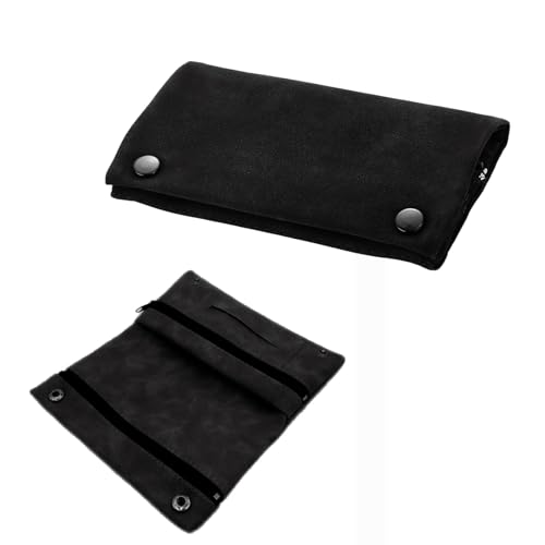 Drehtabak tasche,Tabaktasche Leder,Tragbar Tabaktasche,Drehtabak Tasche mit Magnetverschluss Faltbar,Drehtasche mit Funktionsfächern aus Stoff,Tabaktasche Drehertasche Mehrschichtig (Schwarz) von CYXZMYA