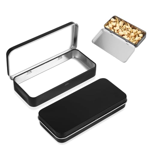 Schwarz Metal Tin Metalldöschen Blechdose Mini Aufbewahrungsbo Schwarz,Metall mit Deckel Minibox Organizer,Metal Rectangular Empty Hinged Tin Box für DIY Zuhause Sügigkeiten und Kleinen Gegenständen von CYXZMYA