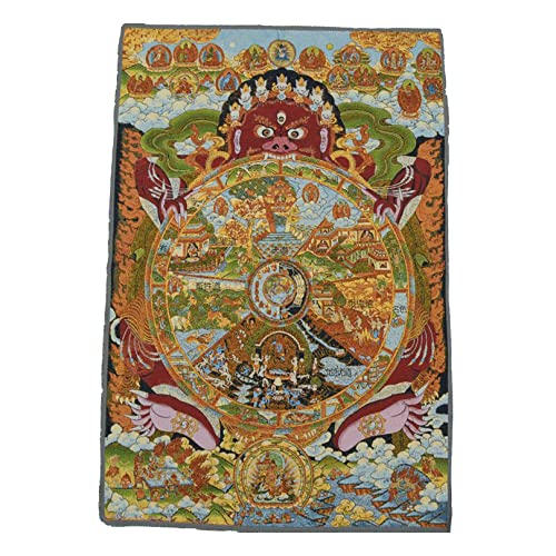 CYXZX Auspicious Symbols Tibetischer Thangka-Wandteppich, Stickerei, Vintage-Buddhismus-Thangka-Brokat Für Moderne Familienschlafzimmer-Dekorposter (Size : 60x90cm(23x35inch)) von CYXZX