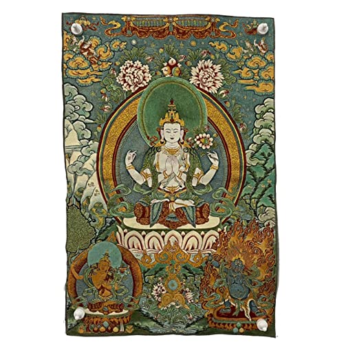 CYXZX Chenrezig Thangka-Gemälde, Stickerei, handgefertigt, tibetischer Thangka-Wandteppich, Kunstdruck, Poster für Heimdekoration, Meditation (Size : 60x90cm(23x35inch)) von CYXZX