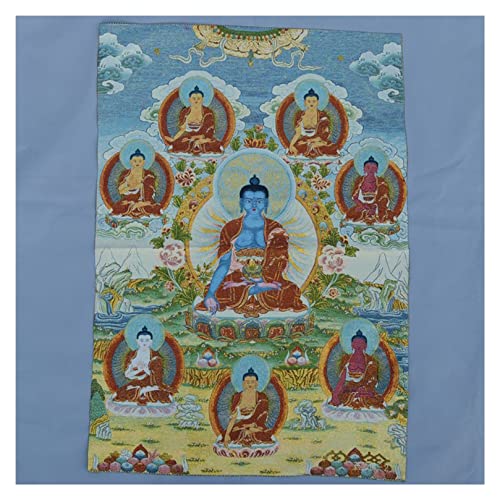 CYXZX Seidenstickerei, Tibetische Thangka, Buddhistische Thangka, Brokat, Sieben Glückliche Götter, Stickerei, Malerei Für Zen-Heimdekoration, Meditation (Size : 60x90cm(23x35inch)) von CYXZX