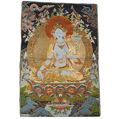 CYXZX Thangka Malerei Weißer Tara Buddha Buddhistischer Thangka Brokat Wandkunst Dekor Für Yoga Schlafzimmer Dekoration (Size : 60x90cm(23x35inch)) von CYXZX