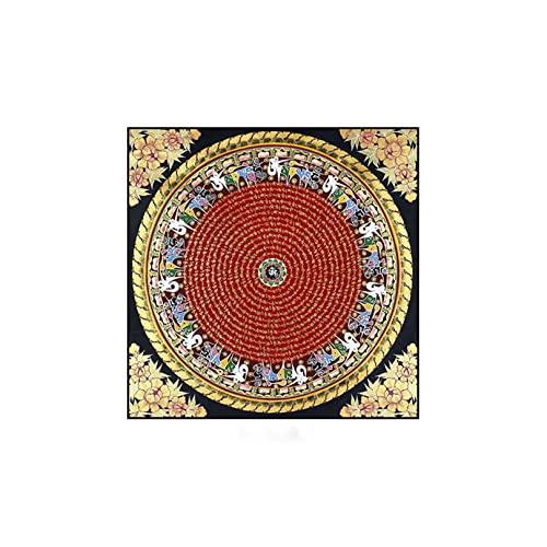 Wheel of Life Tibetischer Thangka Wandteppich Malerei Mandala Mudra Crafts Thangka Wandbehang Für Yoga Schlafzimmer Dekoration (Color : Aluminum Alloy Frame, Size : 30x30cm) von CYXZX