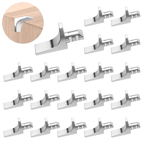 20Stk Form Metall Regalbodenträger, Glas-Möbel-Halterung, 5mm Vernickelt Bodenträger, Rutschfester Regalstützstifte, Einlegeboden Winkelverbinder Regalträger Stützen für Schrank Bücherregal (Typ C) von CYZBL
