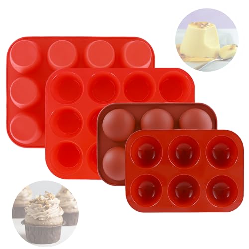 CYZBL 2Stk Antihaftbeschichtete Silikon Muffinform, 2Stk Schokoladenkugel Form, Muffinblech aus Silikon für 12 Muffins, Halbkugel-Backform mit 6 Mulden, Bpa-Frei & Spülmaschinenfest Cupcake Pfanne von CYZBL