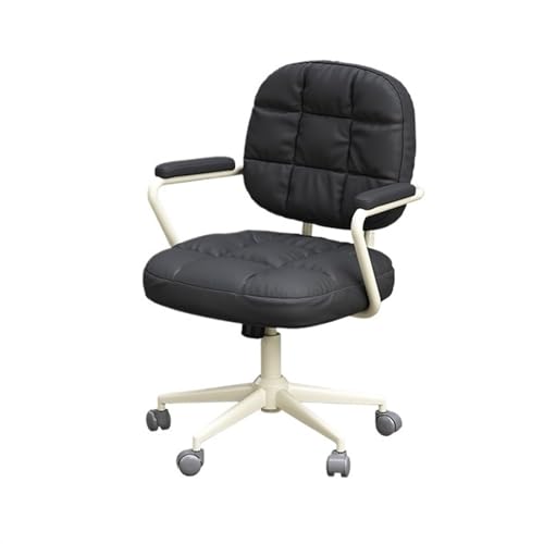 CYairong-22 Computerstuhl Bürostuhl, ergonomischer Stuhl mit Rollen, Kleiner moderner Chefsessel aus Leder for Büro, Besprechungszimmer, Arbeitszimmer Chefsessel(Schwarz) von CYairong-22