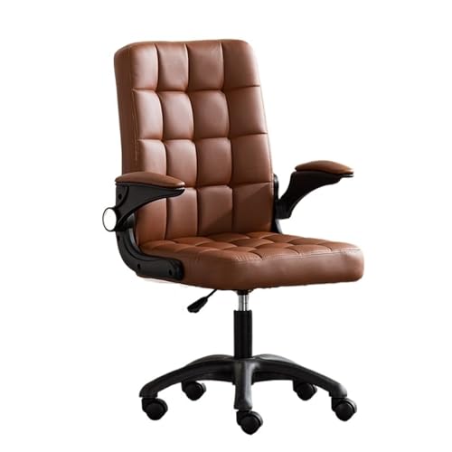 CYairong-22 Computerstuhl Bürostuhl Home-Office-Schreibtischstühle mit hochklappbarer Armlehne, Rollschreibtischstuhl aus Kunstfell Chefsessel(Bruin) von CYairong-22