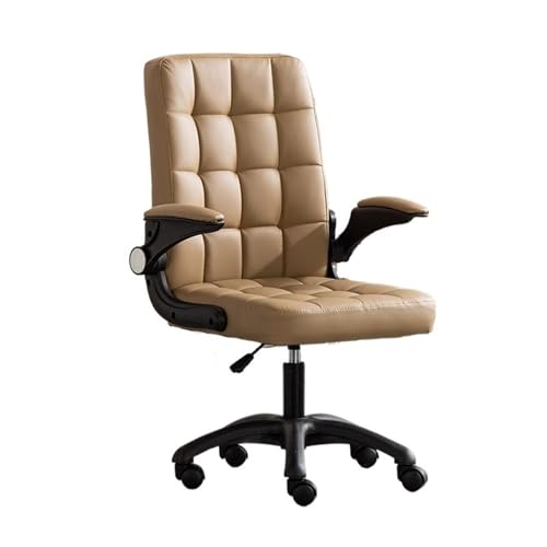 CYairong-22 Computerstuhl Bürostuhl Home-Office-Schreibtischstühle mit hochklappbarer Armlehne, Rollschreibtischstuhl aus Kunstfell Chefsessel(Khaki) von CYairong-22