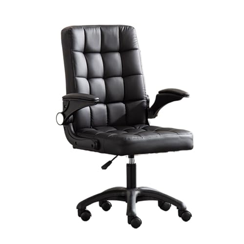 CYairong-22 Computerstuhl Bürostuhl Home-Office-Schreibtischstühle mit hochklappbarer Armlehne, Rollschreibtischstuhl aus Kunstfell Chefsessel(Schwarz) von CYairong-22