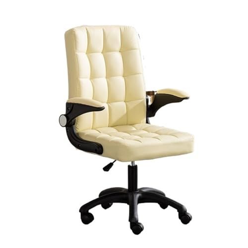 CYairong-22 Computerstuhl Bürostuhl Home-Office-Schreibtischstühle mit hochklappbarer Armlehne, Rollschreibtischstuhl aus Kunstfell Chefsessel(Weiß) von CYairong-22