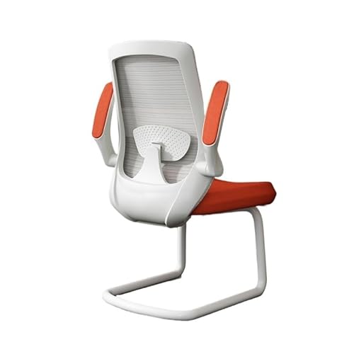 CYairong-22 Computerstuhl Chefsessel, Empfangsstuhl mit Netzrücken, verstellbaren Armlehnen und Metallschlittenbasis Chefsessel(Orange) von CYairong-22
