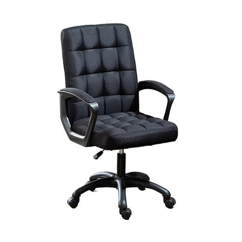 CYairong-22 Computerstuhl Komfortstuhl Home-Office-Stuhl mit Armlehnen und Rollen Hohe Rückenlehne Stoffkissen Arbeitszimmerstuhl Büro-Chefsessel Chefsessel(Schwarz) von CYairong-22