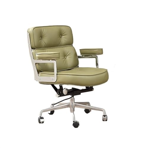 CYairong-22 Computerstuhl Schreibtischstuhl aus PU-Leder mit mittlerer Rückenlehne, Bürostuhl mit Armlehnen, Verstellbarer Stuhl mit Rollen Chefsessel(Green) von CYairong-22