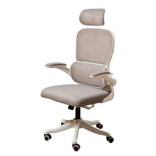 CYairong-22 Computerstuhl Schreibtischstuhl mit ergonomischer Lordosenstütze, Kopfstütze und Armlehne, Bürostuhl for das Home-Office Chefsessel(Grigio) von CYairong-22