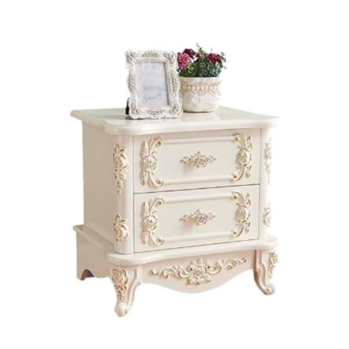 CYairong-22 Nachttische Hochglanz Zwei Schubladen Nachttisch Weiß Nachttisch Schlafzimmer Nachttisch Beistelltisch von CYairong-22