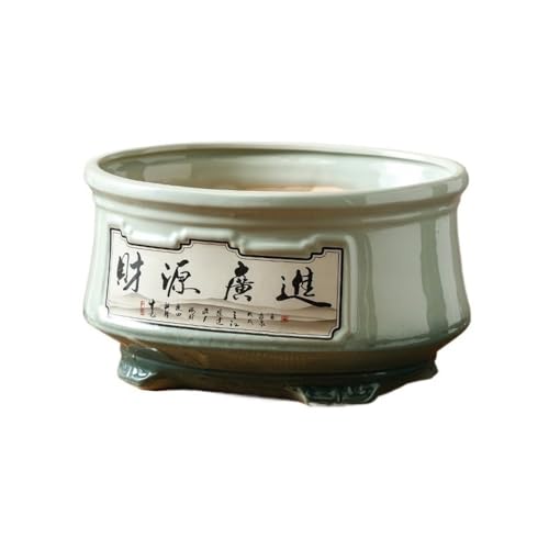 CYairong-22 Pflanzengefäße Chinesischer ovaler bemalter Bonsai-Topf for Orchideenpflanzen mit großem Kaliber und Abflussloch Blumentöpfe(Mittel) von CYairong-22