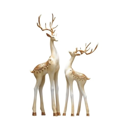 CYairong-22 Wohnzimmerdekor Exquisite Hirschskulptur, leichte, luxuriöse, bodenstehende Harzornamente, Veranda, Landschaftsbau Dekorative Wohnaccessoires(Yellow) von CYairong-22
