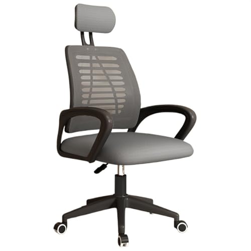Computerstuhl Bürostuhl, ergonomischer Schreibtischstuhl, Gaming-Stuhl mit hoher Rückenlehne und verstellbaren Kopfstützen, atmungsaktiver Netz-Heimbürostuhl mit Lendenwirbelstütze Chefsessel(Grigio) von CYairong-22