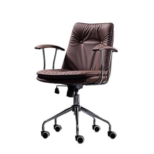 Computerstuhl Moderner Bürostuhl aus PU-Leder, bequemer Schreibtischstuhl for das Home-Office mit Rollen und Armlehnen, Konferenzstuhl, ergonomischer Stuhl, verstellbarer Drehstuhl Chefsessel(Bruin) von CYairong-22