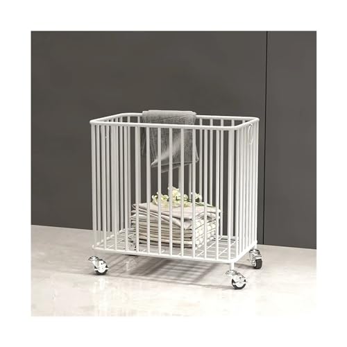 Wäschekorb Wäschekorb New Nordic Luxus Schmutzige Kleidung Korb Lagerung Gold Eisen Körbe Multi-funktionale mit Rädern Wäschesammler(Weiß) von CYairong-22