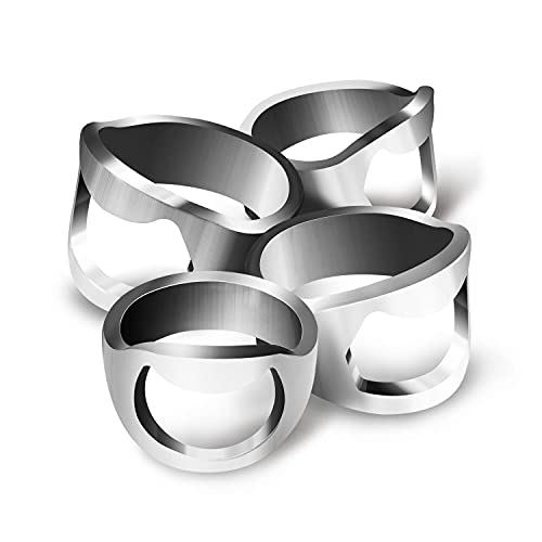 CZ Store Mini-Flaschenöffner-Ring | 4 Stück | ✮✮LEBENSLANGE GARANTIE✮✮ | 20,20, 22, 24 mm | Innovatives Finger-Werkzeug zum schnellen Öffnen von Flaschen - Edelstahl, Metall, Nickel-Finish von CZ Store