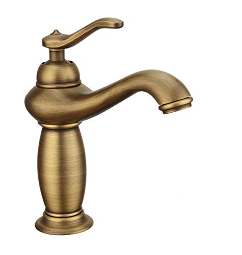 Antik Badezimmer Waschbecken Wasserhahn Messing Waschtischarmatur Einhebelmischer Bar Armatur Bad Mischbatterie Warm und Kaltwasser Armatur von Geakv