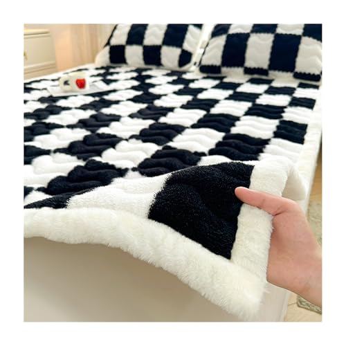 CZADMXP Matratzenschoner Weich Plüsch Matratzenauflage Gesteppte Matratzen Topper Schutz rutschfest Matratzenschutz Mit Elastisch Eckbändern (Schwarz,90x200cm) von CZADMXP