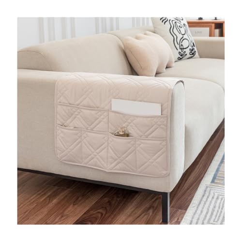 CZADMXP Sofa Armlehnenbezüge, Gesteppte Couch Armkappen Armlehnenschoner Mit Taschen, Waschbar rutschfest Möbelbezüge Armschoner Für Wohnzimmer (Beige,2er-Set) von CZADMXP