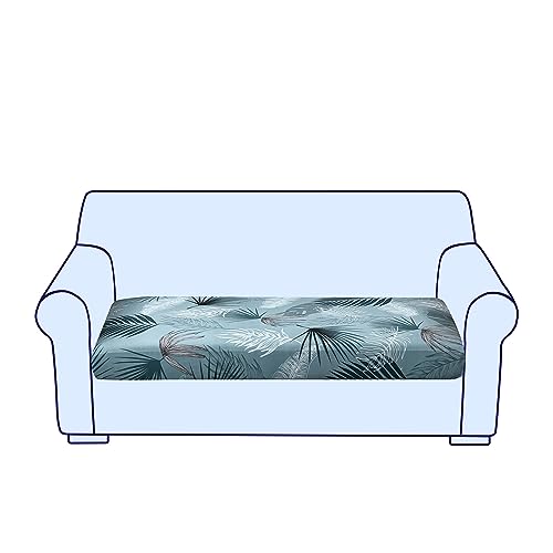 CZADMXP Sofa Sitzkissenbezug Stretch Couch Kissenbezüge rutschfest Sofa Sitzbezug Schonbezug Elastisch Husse Überzug Bezug Für Sofa Sitzkissen (Leaf blau,3 sitzer) von CZADMXP