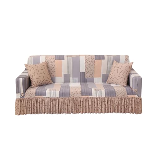 CZADMXP Sofabezug Mit Rock Elastische Sofa Überwurf Universal Couchbezug High Stretch Sofa Abdeckung Möbel Protector Mit Elastischem Boden (A2,2 Sitzer) von CZADMXP