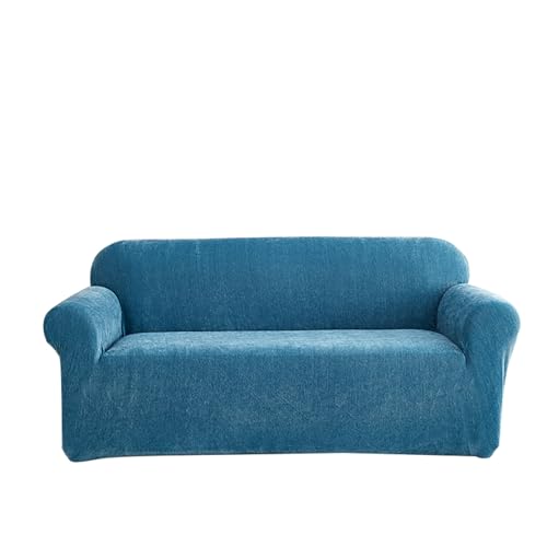 CZADMXP Stretch Sofabezug Elastische Sofa überzug Chenille-Stoff Couchbezug Sofahusse rutschfest Mit Armlehnen Waschbar Möbelschutz (Blau,4 Sitzer) von CZADMXP