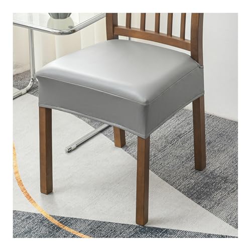 CZADMXP Stretch Stuhlbezug Sitzfläche, Leder Esszimmerstuhl Sitzbezüge Wasserdicht Stuhl Schutzhülle Für Küche, Esszimmer, Hotel (Grau,2er Set) von CZADMXP