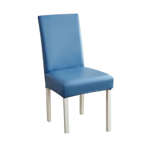 CZADMXP Stuhlhussen PU Leder Stuhlbezug wasserdichte Abnehmbare Esszimmerstühle Bezug Sitzbezüge Für Esszimmer, Küche, Hotel, Bankett, Office (Blau,2er Set) von CZADMXP