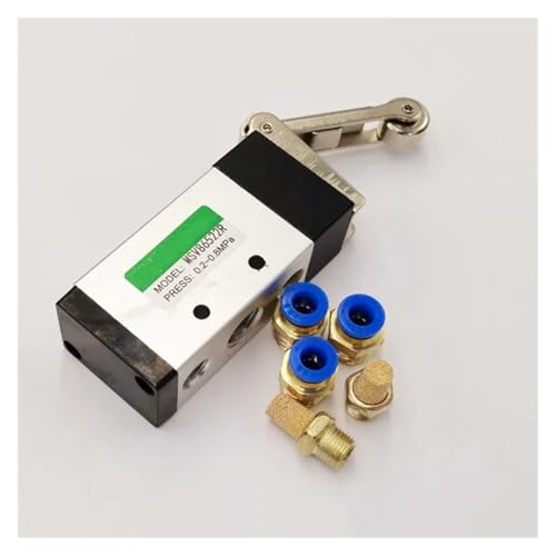 MV-09 Roller Lever 2 Position 5 Way Scroll Wheel Mechanical Valve MV522R Air Inlet Outlet 1/4" Exhaust 1/8" CZAOINCU(PC 4mm Fittings) von CZAOINCU