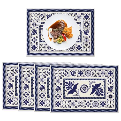 CZAYEFNH Placemats，11.8 * 17.7in Sets von Vier Platzsets，Tischsets Platzsets Abwaschbar Hochwertige Leinen Platzsets für Familienessen, Partys und Bankette von CZAYEFNH