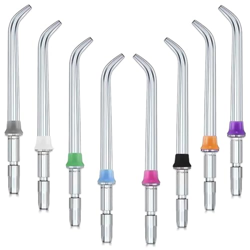 Ersetzen Sie 8 Stück (8 Farben) Hochdruckwasser-Zahnseidenspitzen - Wasser Flosser Ersatzkopf Kompatibel mit Orthodontischen Spitzen - Die Perfekte Wasserflosser-Erfahrung von CZAYEFNH